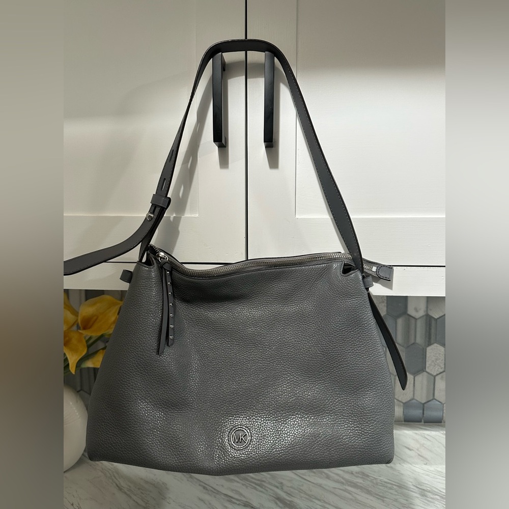 Michael Kors Gray Pebbled Leather Shoulder Bag